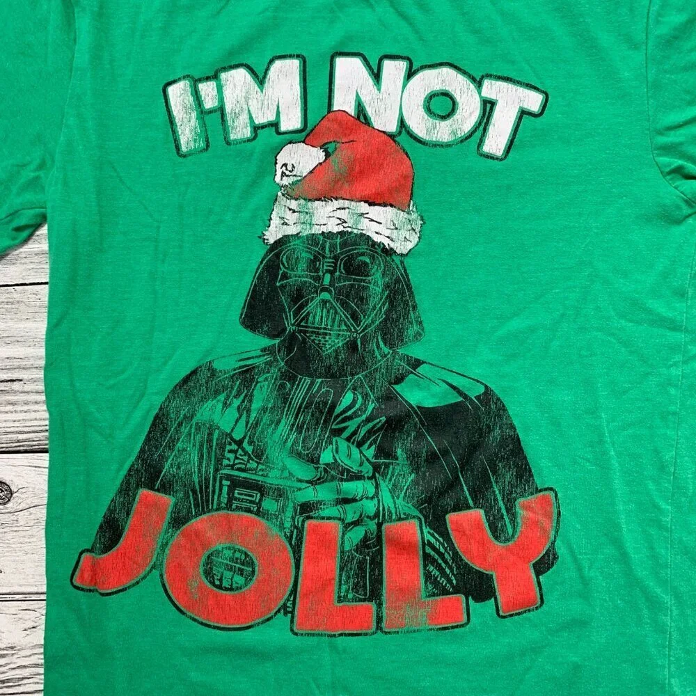 I'm Not Jolly Darth Vader Green Christmas T-Shirt Tee - Picture 2 of 6